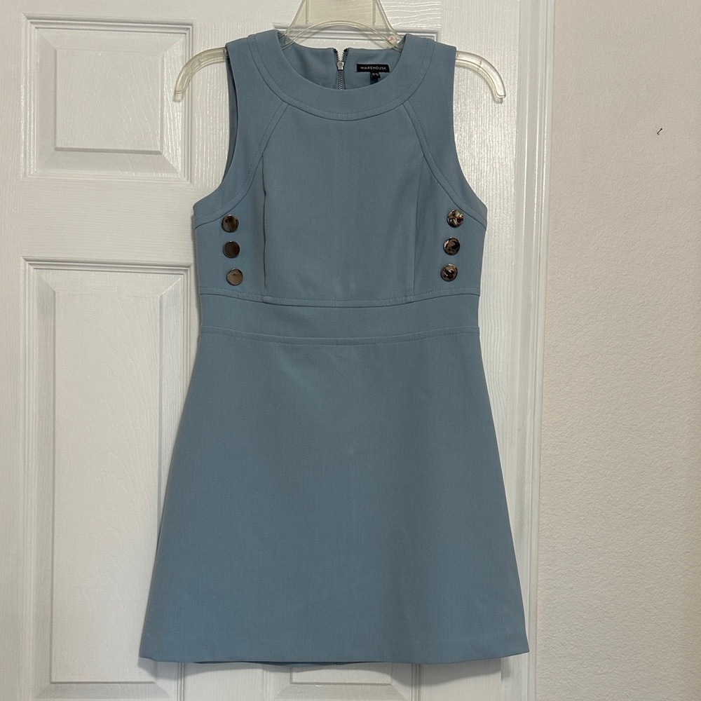 Warehouse light Blue Racer Sleeveless Dress